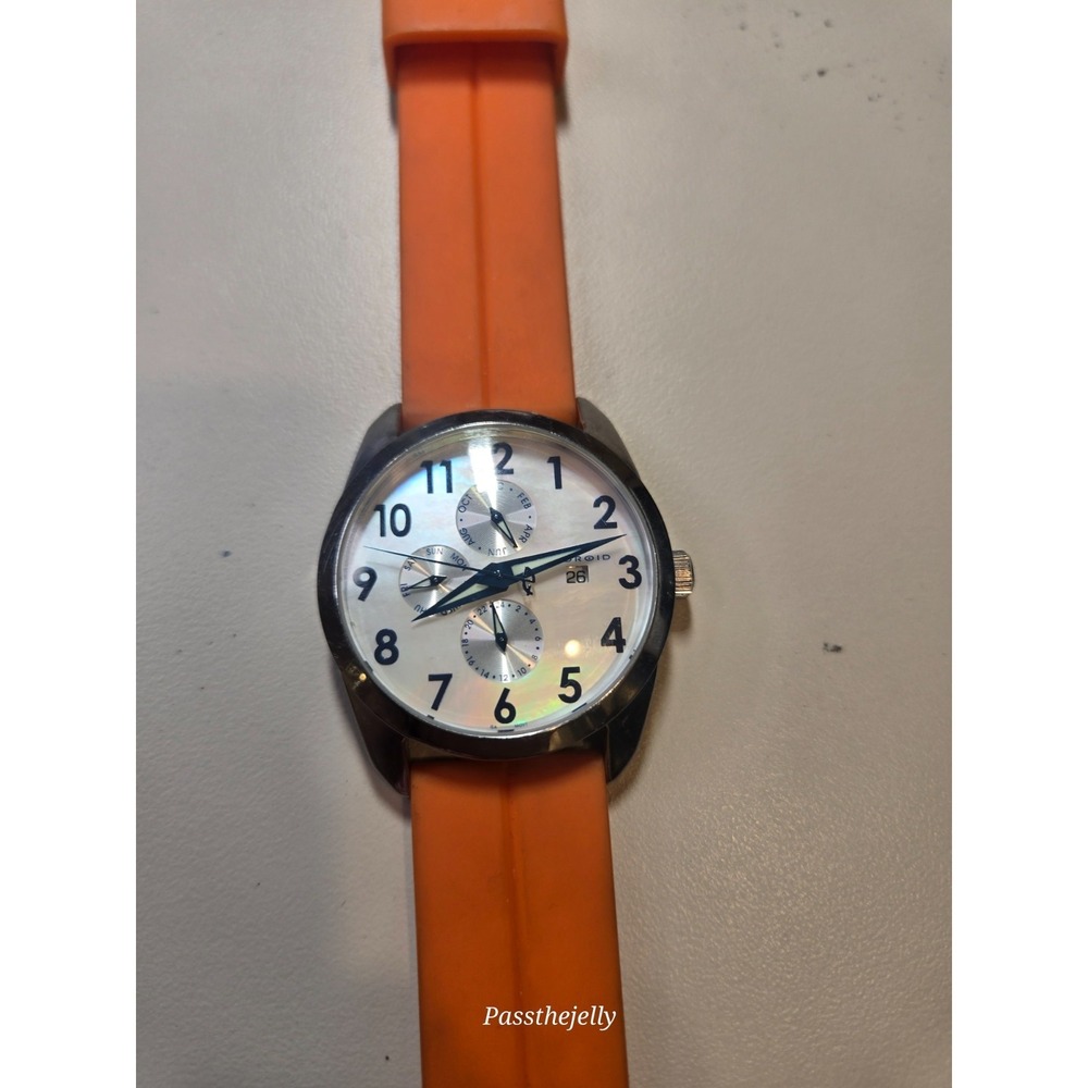 Android AD448 Men's Multifunction Mother of Pearl Dial Orange Strap Watch